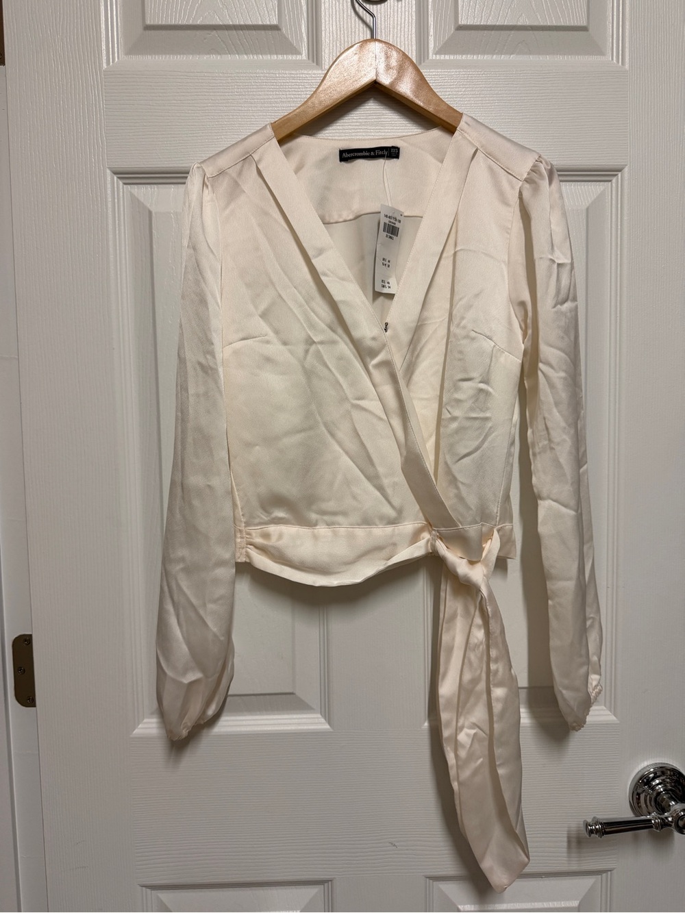 Abercrombie & Fitch Cream Wrap Blouse - Satin like material